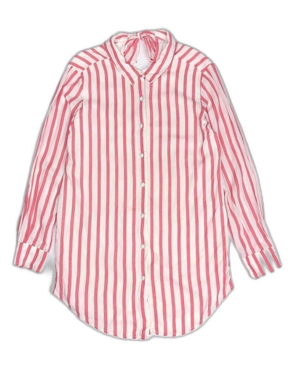 L'ACADEMIE Nicole Parisian Long Sleeve Shirt Dress Pink White Parlour Stripe XS
